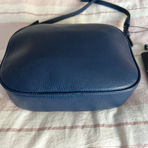 Emporio Armani Midnight Blue Leather Camera Case St Cervo Shoulder Bag - Picture 10 of 11